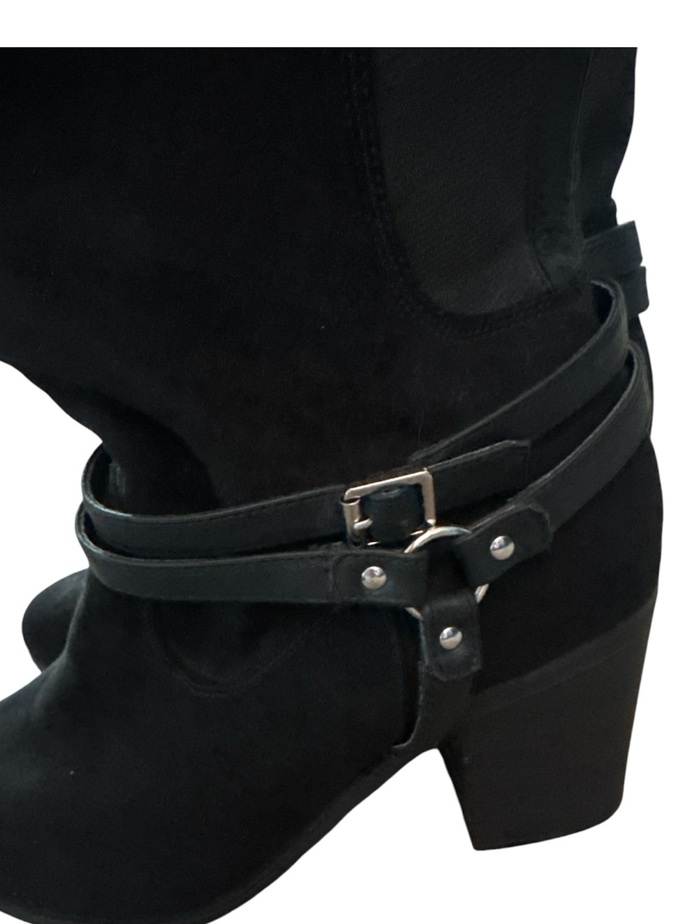 Dr. Scholls Black Suede Over the Knee Heeled Boots - Women's Size 10.5 Fall Shoe - Picture 4 of 8